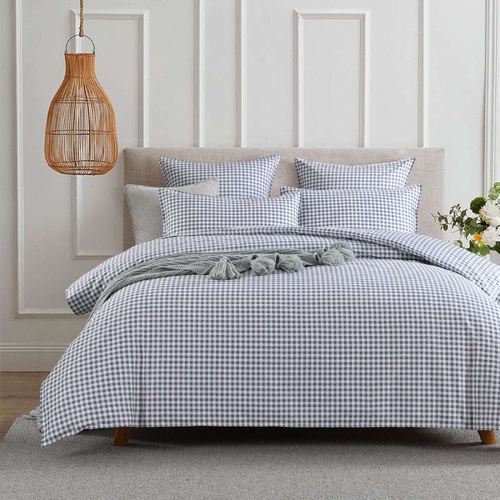 Gingham Quilt Cover Set Grey