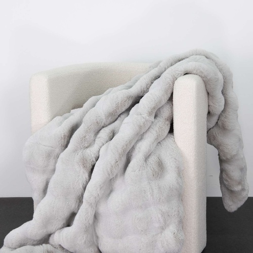 Eden Silver Faux Fur Throw