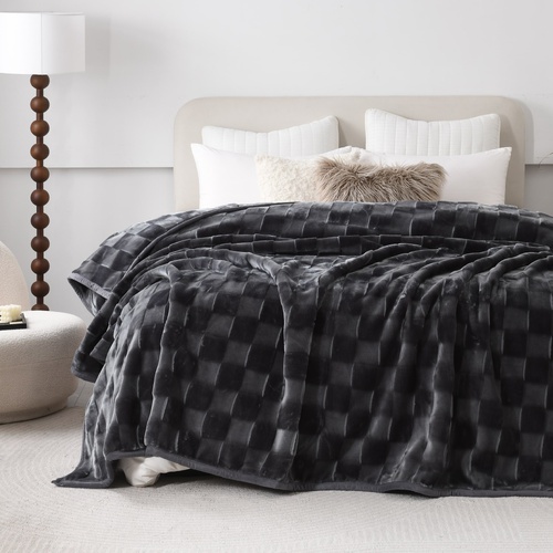 Teddy Mink Blanket Charcoal