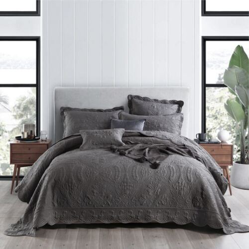 Medici Bedspread Queen Bed Grey Polyester