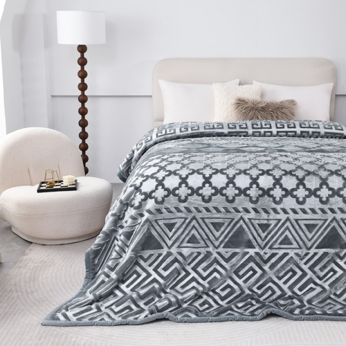 Printed Mink Blanket Nova Grey